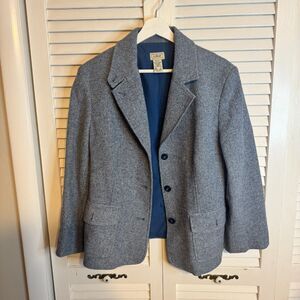 VINTAGE L.L.BEAN WOOL PETITE ACADEMIA COZY BLAZER SZ LP